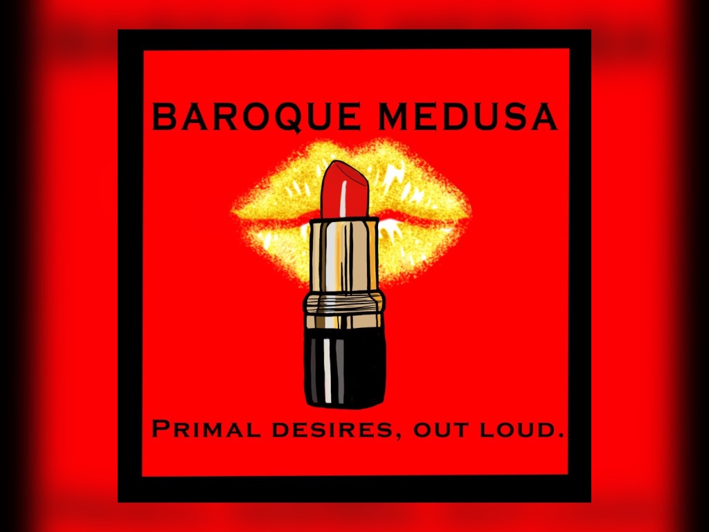 Logo for Baroque Medusa’s brand, featuring sugar glazed lips and lipstick.