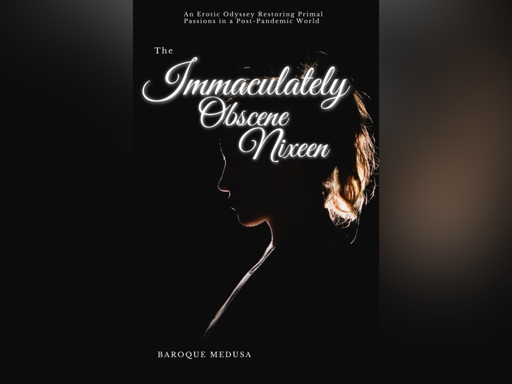 Book cover for "The Immaculately Obscene Nixeen" by erotica author, Baroque Medusa