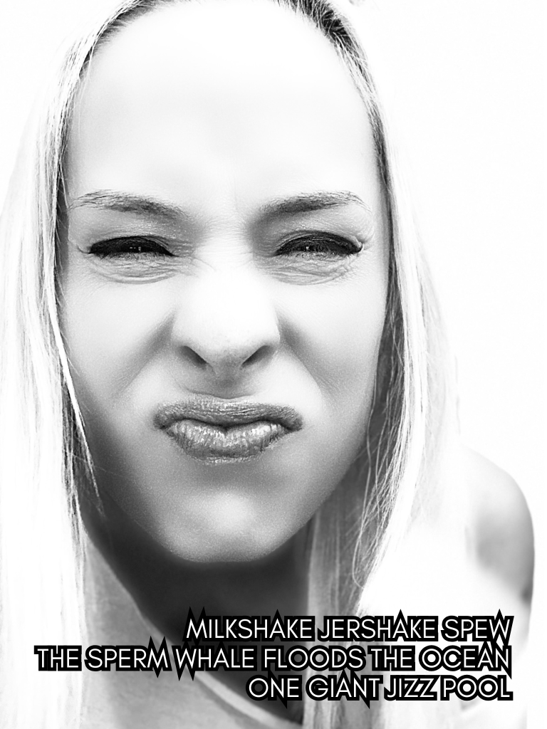 Black and white expressive portrait by Baroque Medusa with a distorted facial expression, paired with a provocative haiku confronting excess and emotional overflow.