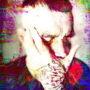 Collin J. Rae author portrait with glitch-inspired artistic distortion, featured in Redux: Remix poetry release announcement.