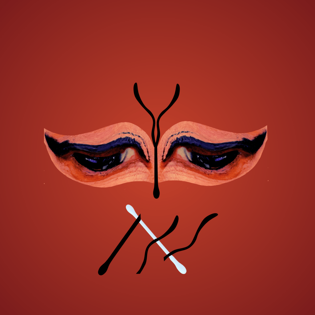 Distorted eye detail by Baroque Medusa used to create butterfly forms in the abstract artwork Frenzied Pull