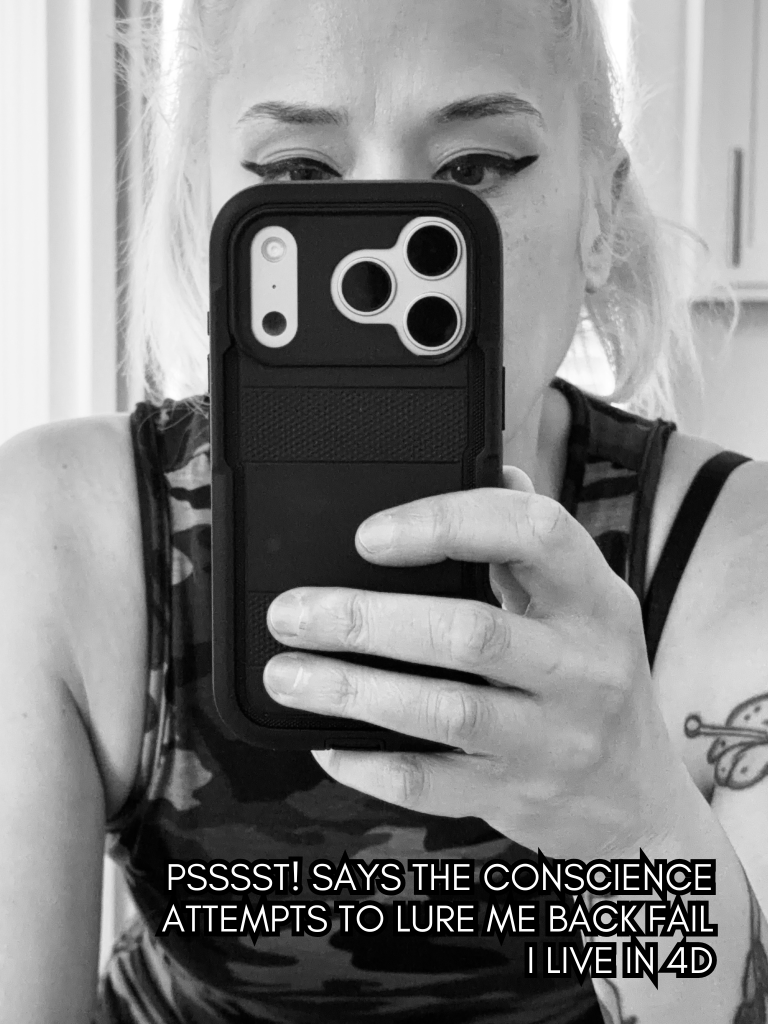 Black-and-white selfie portrait of writer and artist, Baroque Medusa