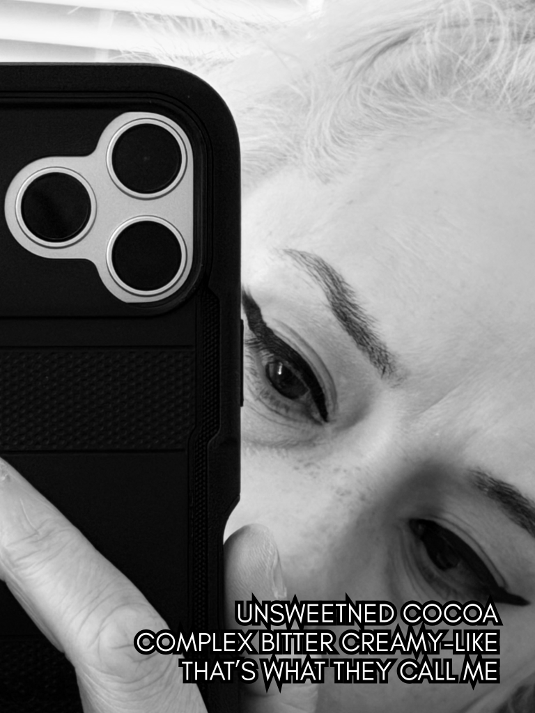 Black-and-white selfie portrait of writer and artist, Baroque Medusa