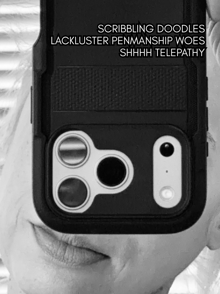 Black-and-white selfie portrait of writer and artist, Baroque Medusa