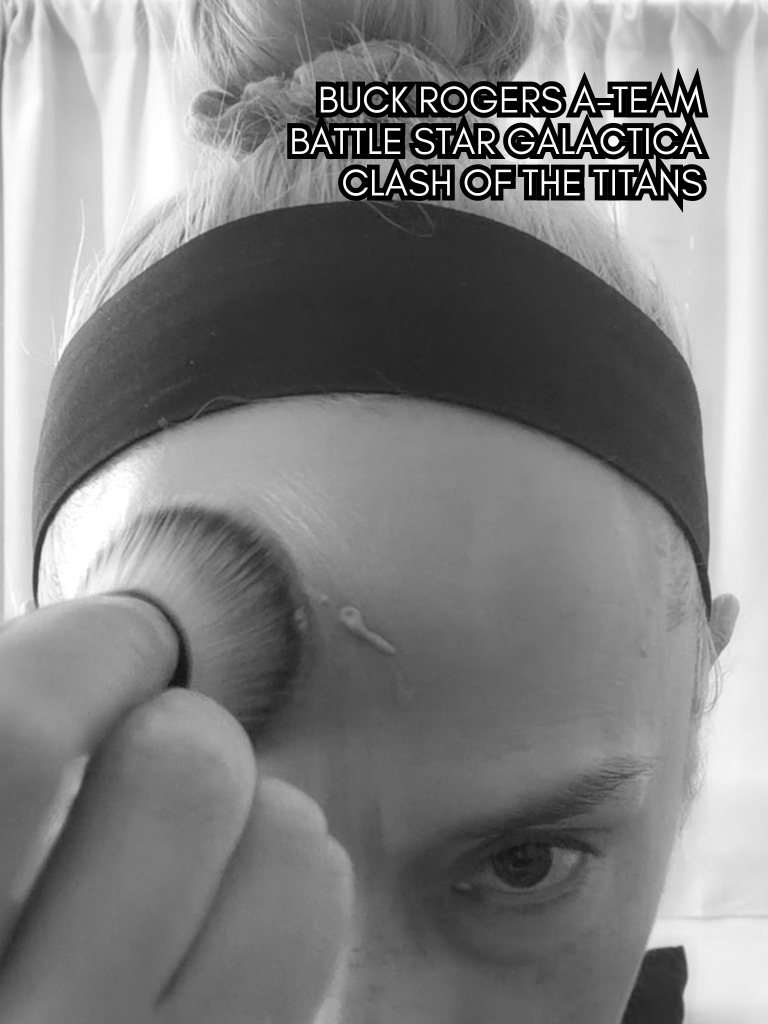 Black-and-white selfie portrait of writer and artist, Baroque Medusa