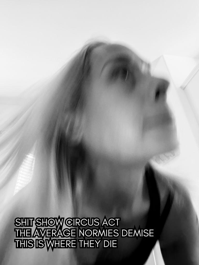 Black-and-white selfie portrait of writer and artist, Baroque Medusa