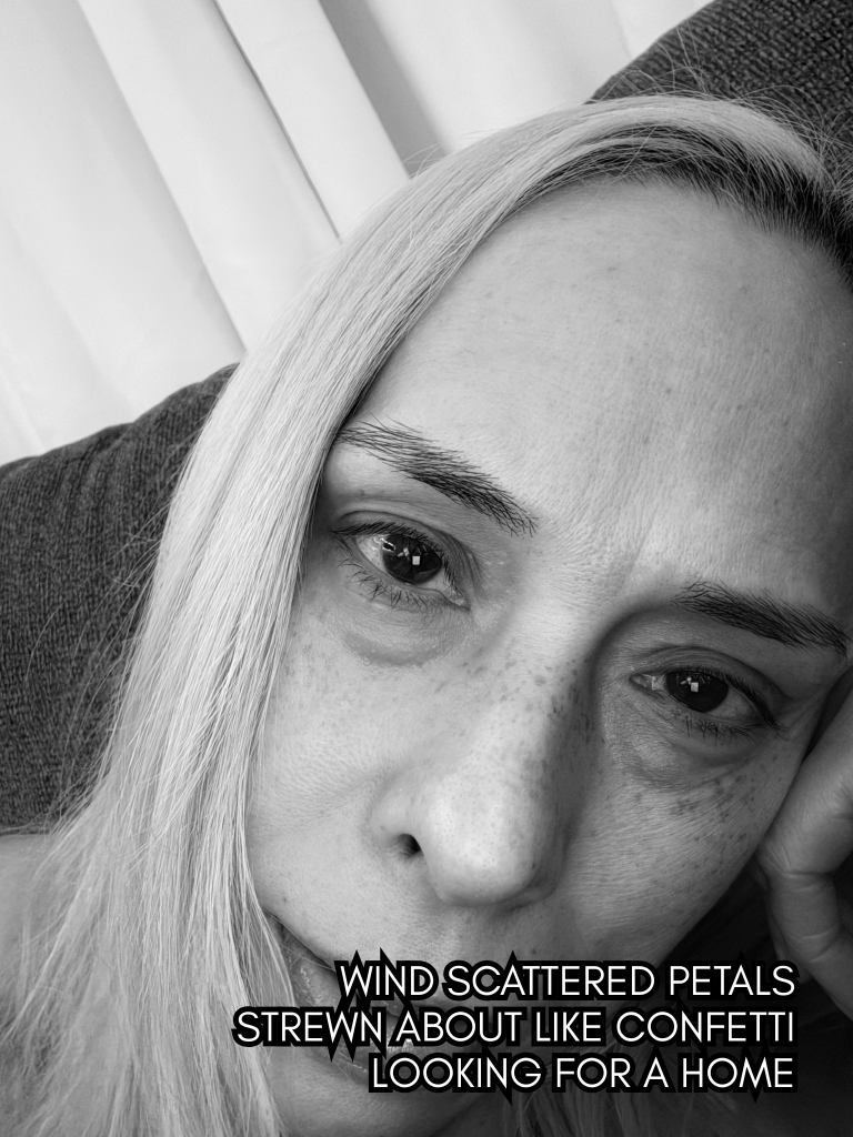 Black-and-white selfie portrait of writer and artist, Baroque Medusa