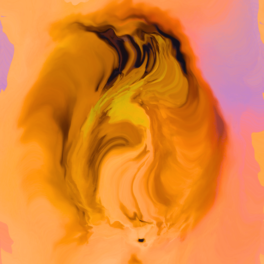 Golden abstract organic form resembling an opening or aperture in warm honey tones, erotic abstract artwork by Baroque Medusa.