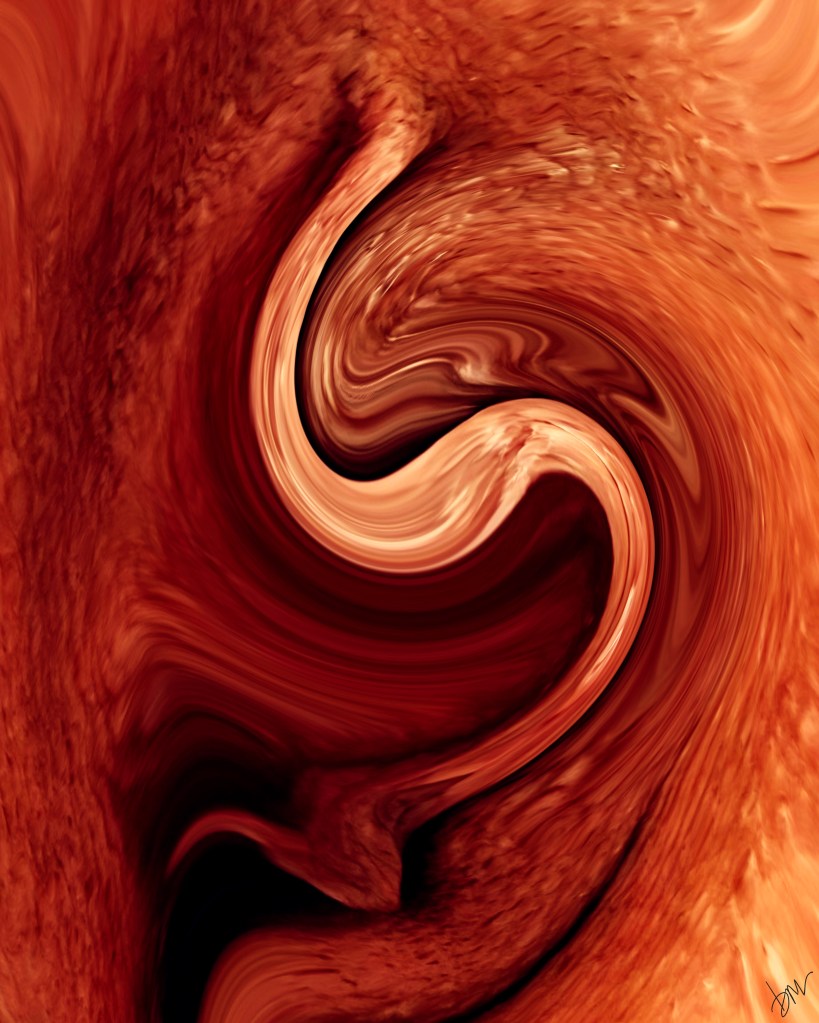 Abstract photographic manipulation created from an original self-portrait photograph before additional symbolic elements were introduced in Queen's Procession.