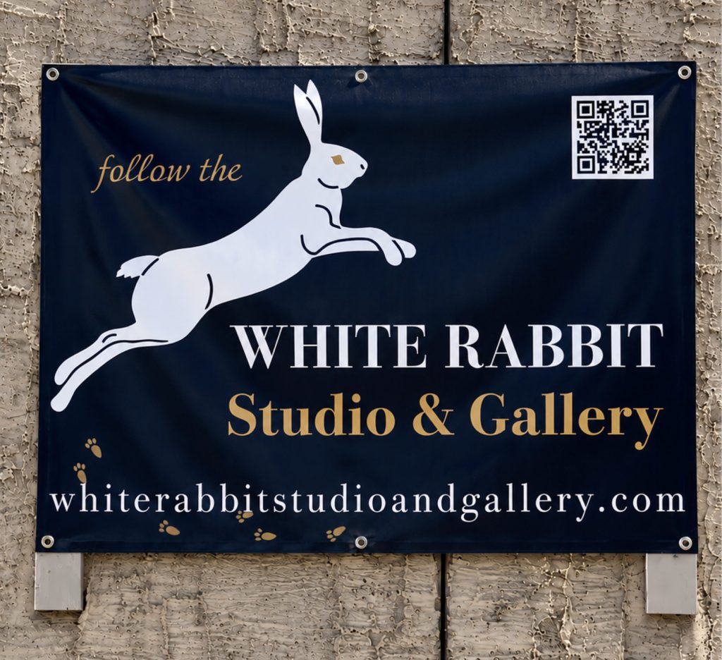 White Rabbit Studio & Gallery sign in Palm Springs, California.